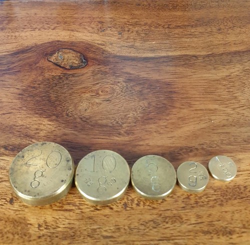 Antique brass coin weights - 5,