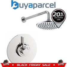 Chrome Modern Round Dual Concealed Thermostatic Shower + Wall Mounted 8" Rose