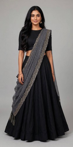 Black lehenga set skirt blouse - skirt,