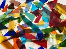 Stained Glass Offcuts For Mosaic Makers, Random Mixed Colours, Textures, Etc 1kg