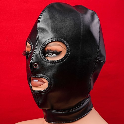 Bondage leather hood mask - leather,