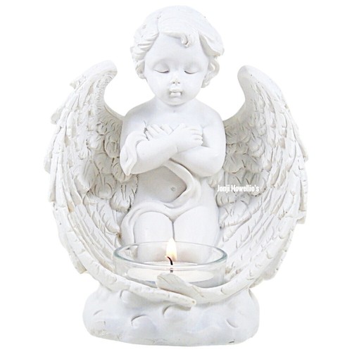 Cherub candle holder - cherub, white