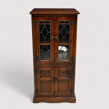 Old Charm Hi Fi/Record Cabinet 2 Adjustable Shelves Tudor Brown FREE UK Delivery