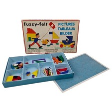 vintage fuzzy felt pictures builder made in england origional box
