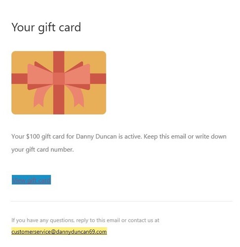 Danny duncan 100 voucher - $100, e-voucher