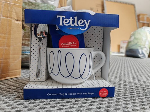 Tetley ceramic mug and - tetley, spoon