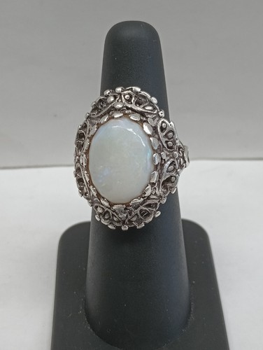 Vintage silver opal ring - opal,