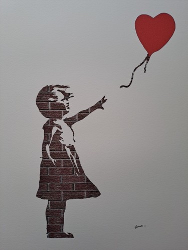 Banksy signed girl with - with, a
