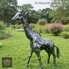 Metal Giraffe Garden Statue, Standing 104 Cm High Giraffe Garden Sculpture