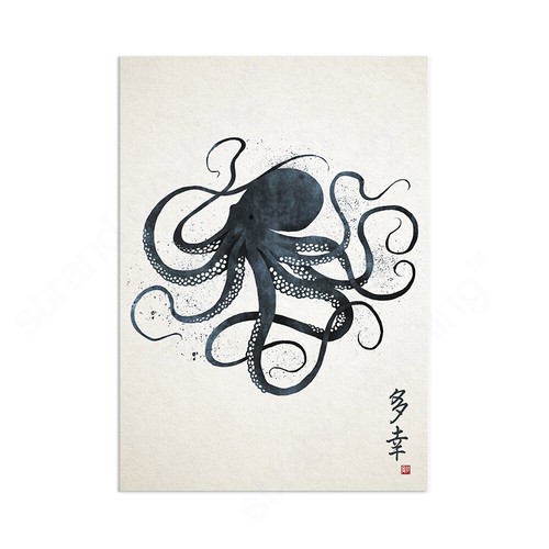 Japanese octopus calligraphy - japanese,