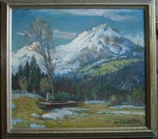 Carl Adolf Korthaus 1879° Alps View From The Summit Oil Painting Signed Antique
