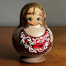 Vintage Miniature Hand-Painted Wooden Russian Nesting Dolls Set of 5