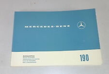 Owner's Manual Mercedes W110 190 / 190C Fintail From 1964