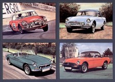 MGB 1962-80 Set of 4 Postcards - MG Leyland Hard / Soft top Roadster Sports Car