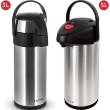 3L/5L LIT STAINLESS STEEL AIRPOT HOT TEA COFFEE DRINKS VACUUM FLASK JUG PUMP NEW
