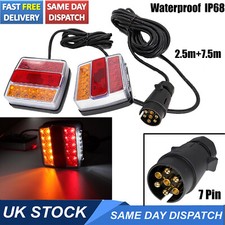 2PCS 12V 16 Led Trailer Tail Light 10m Line 7 Pin Plug Kit Stop Indicator Lamp