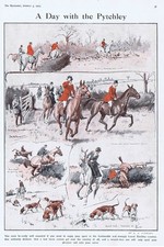 HUNTING A Day With the Pytchley Hunt - Antique Print 1923