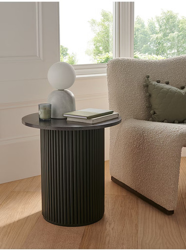 Black marble ribbed side table - ribbed,