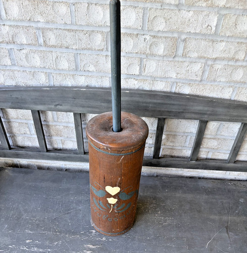 Vintage wooden butter churn - butter,