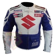 ICON SUZUKI MOTOGP MOTORBIKE LEATHER JACKET MOTORCYCLE BIKERS RACING JACKET