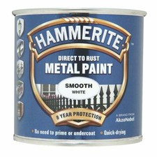 Hammerite Smooth White Direct To Rust Quick Drying Metal Paint 250ML