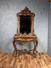 Heavily Carved Rococo Style Console Table And Mirror Antique French Style Ornate