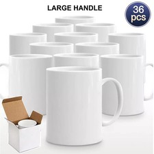 Sublimation Mugs 11oz 36 White Large Handle Coffee Coated Heat Press  Gift Boxes