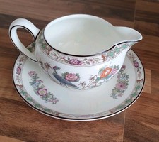 Wedgwood Bone China Kutani Crane Milk Cream Jug & saucerR4464 c1980s