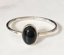 925 Sterling Silver Black Onyx Ring Gemstone Stack Stackable Size 6789 10 11 12