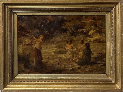 Antique european school oil - antique,