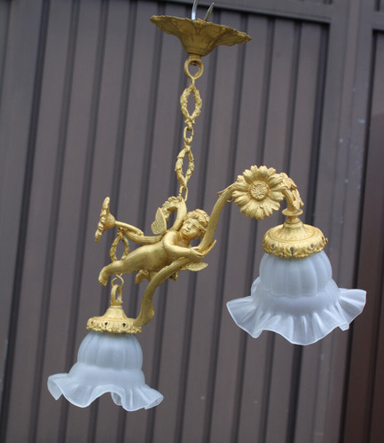 Vintage brass putti cherub - ,