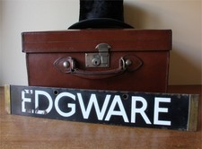 Antique Edgware & Kennington Enamel Tube Train Sign. c1930 London Underground