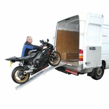 LIGHT WEIGHT ALUMINIUM FOLDING RAMP MOTORBIKE MOTORCYCLE VAN TRAILER 340 KG LOAD