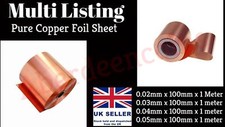 0.01mm - 0.5mm Pure Copper Foil Sheet Arts + Crafts Model Hobby Train Railway