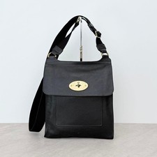 Mulberry Anthony Large Shoulder Bag Crossbody Turnlock Leather Black Used 101501