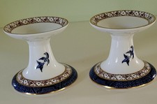 Royal Doulton Booths TC1126 Real Old Willow Candlesticks 3 1/2" tall