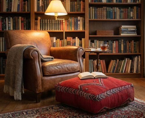 Moroccan kilim pouf cover - moroccan,