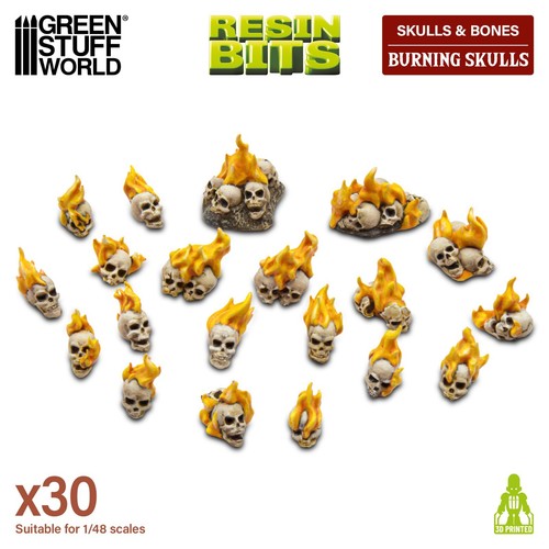 Resin burning skulls flaming - resin,