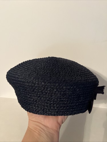Vintage pillbox hat navy - pillbox,
