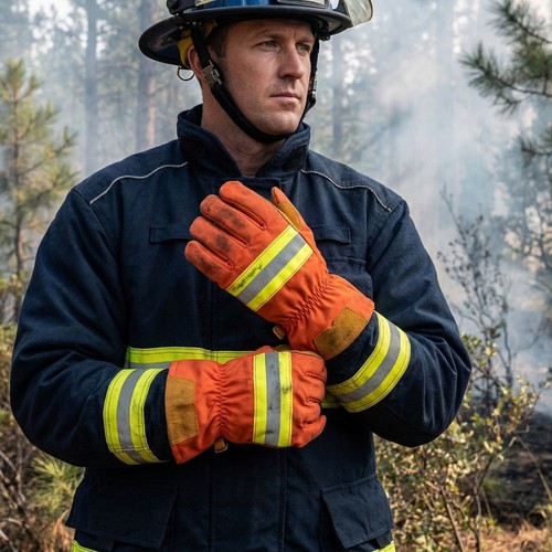 Flame retardant fireman gloves - fireman,