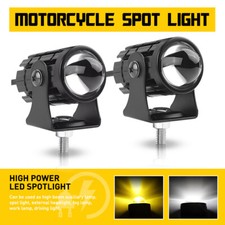 Pair Motorcycle LED Headlight Fog Driving Spot Light auxiliary Lamp White Yellow