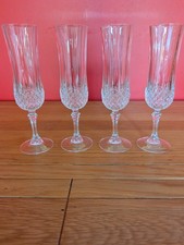 Vintage Longchamp Crystal Champagne Flutes by Cristal D'Arques Durand Set of 4