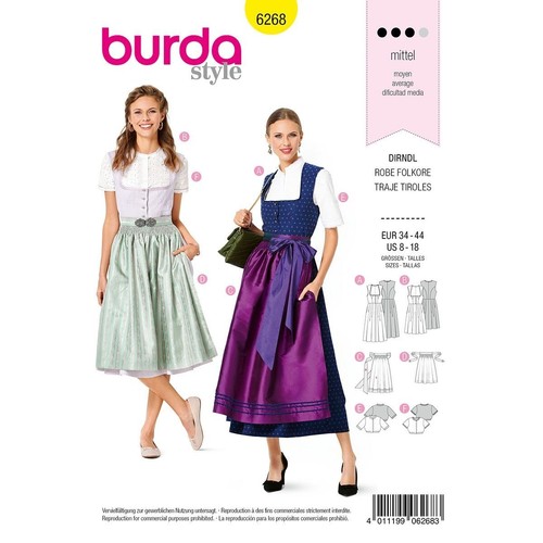 Burda 6268 folklore - burda, dresses