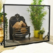 New Steel Black Finish Extra Large Fire Screen / Fire Guard