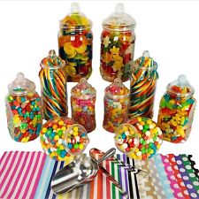 Plastic Sweet Jar Kit 100 Bags Scoop Tong DIY Candy Cart Buffet Wedding Party