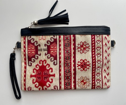 Boho clutch bag - clutch, red