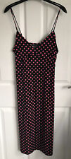 Ladies Black/Pink Spotted ZARA Sleeveless Strap Slip Dress - Size Small VGC