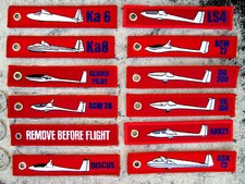 Keycain Pilot Set of 3 Glider Segelflugzeug KA 6 / 8 ASK 13 /21 DG  YAKAiR Avion