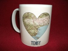 Tenby Ceramic Mug COFFEE TEA CUP NEW HEART WITH MAP NEW