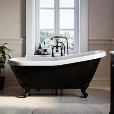 Black Freestanding Single Ended Roll Top Slipper Bath with  BUN/BOWBLK1615/93511
